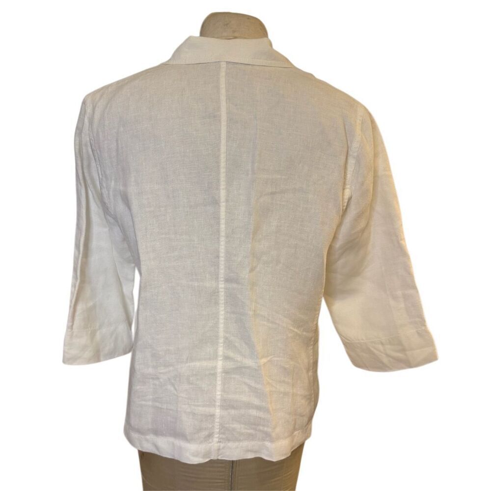 Eileen Fisher Linen 4-Button Jacket/Top 3/4 Sleeves White Sz. L Lightweight - Picture 8 of 12